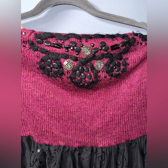 VTG Forever 21 XXI Sweater Tube Top Tunic Babydoll Embroidered sequins Y2K Top M - Picture 2 of 7